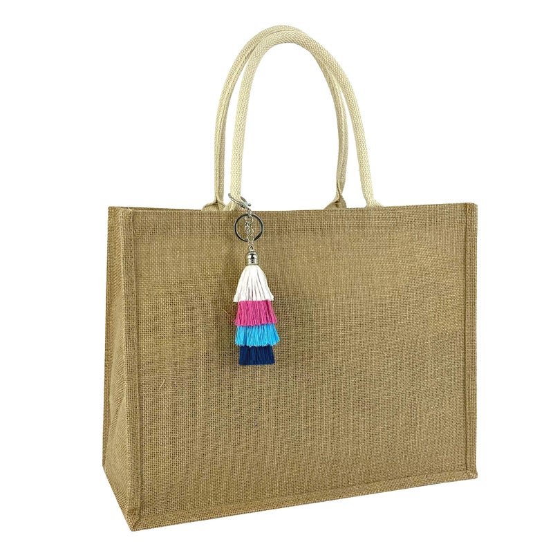 Hibala Woven Large Beach Bag Straw Beach Tote Handmade Weaving Shoulder Tassel Bag Handbag (Color1) - Image 1